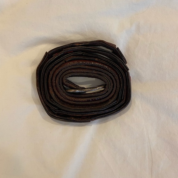 Brown Leather Belt w/ red threading - Picture 1 of 3